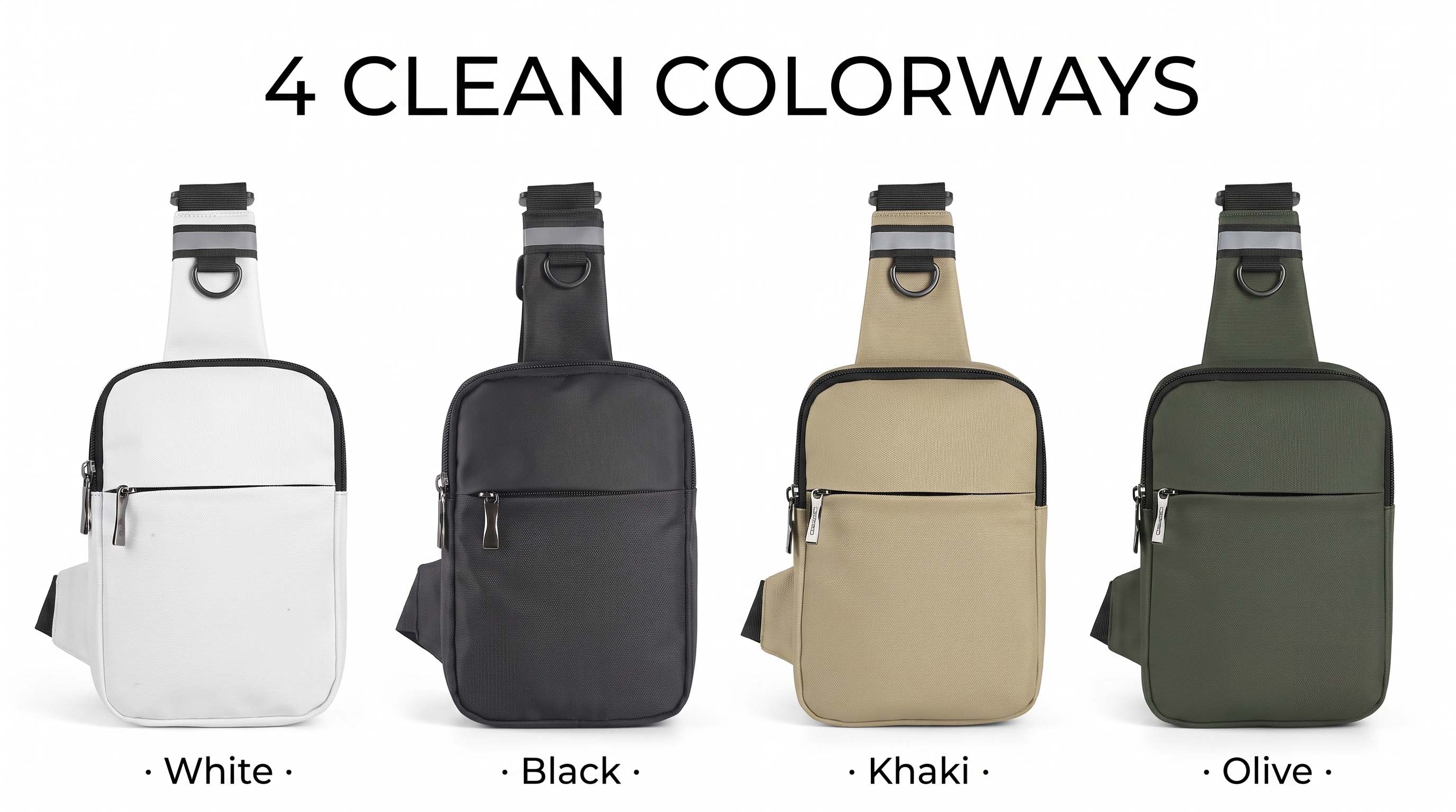 Vishtig sling in white, black, khaki and olive