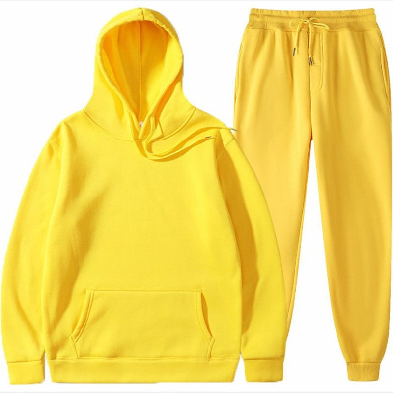 Mens Hooded Fleece-Lined Sweatshirt and Pants Set