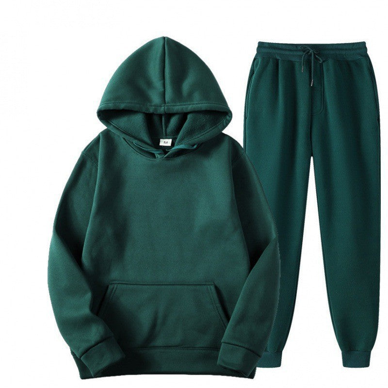 Mens Hooded Fleece-Lined Sweatshirt and Pants Set