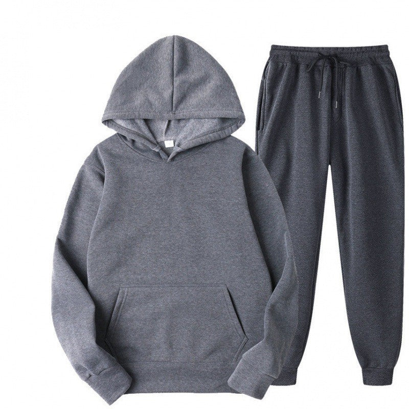 Mens Hooded Fleece-Lined Sweatshirt and Pants Set