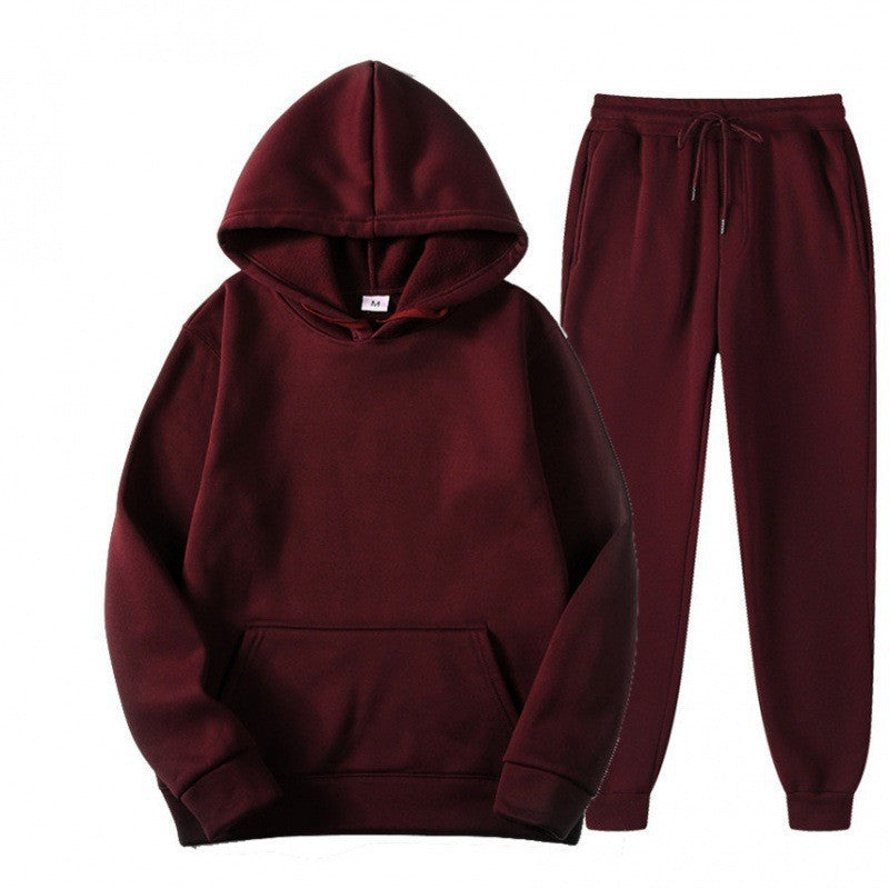 Mens Hooded Fleece-Lined Sweatshirt and Pants Set