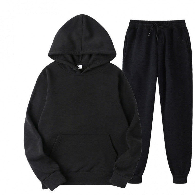 Mens Hooded Fleece-Lined Sweatshirt and Pants Set