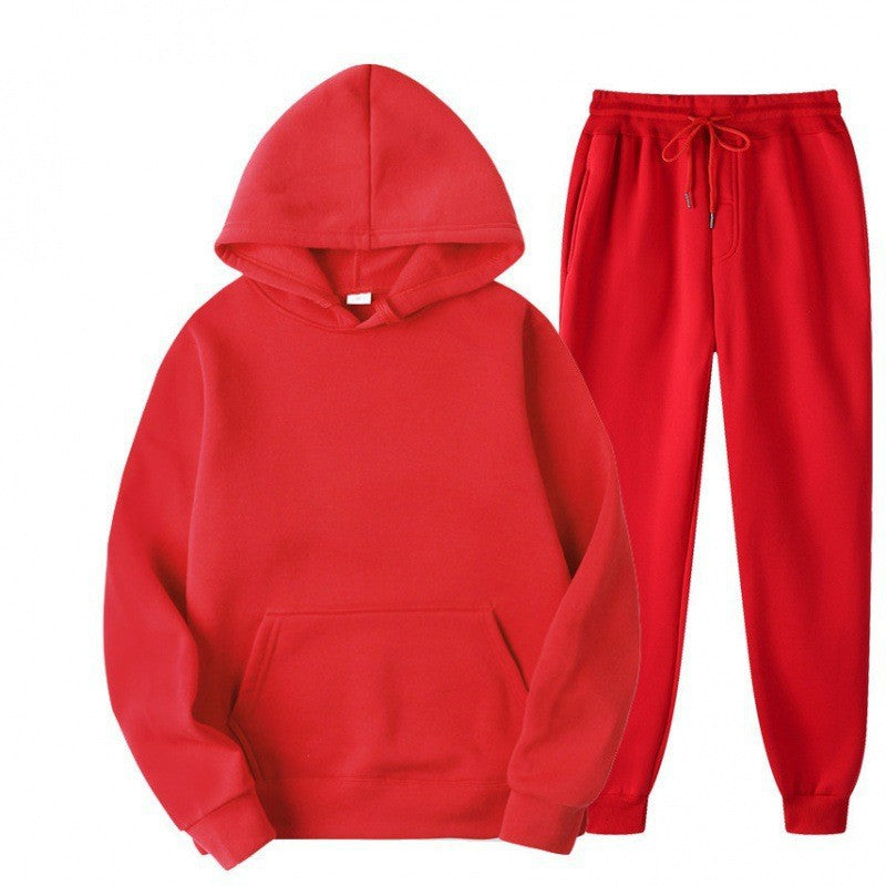 Mens Hooded Fleece-Lined Sweatshirt and Pants Set