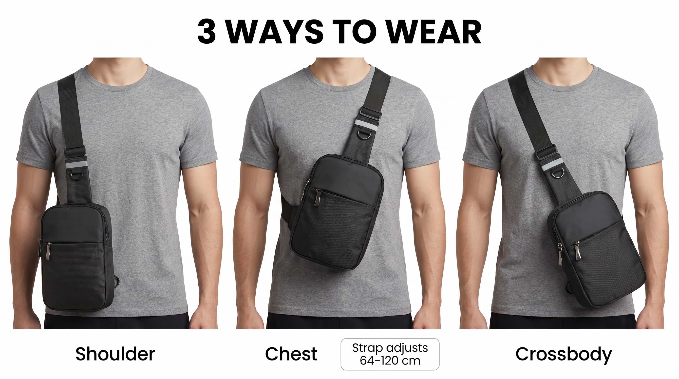 3 ways to wear shoulder chest crossbody
