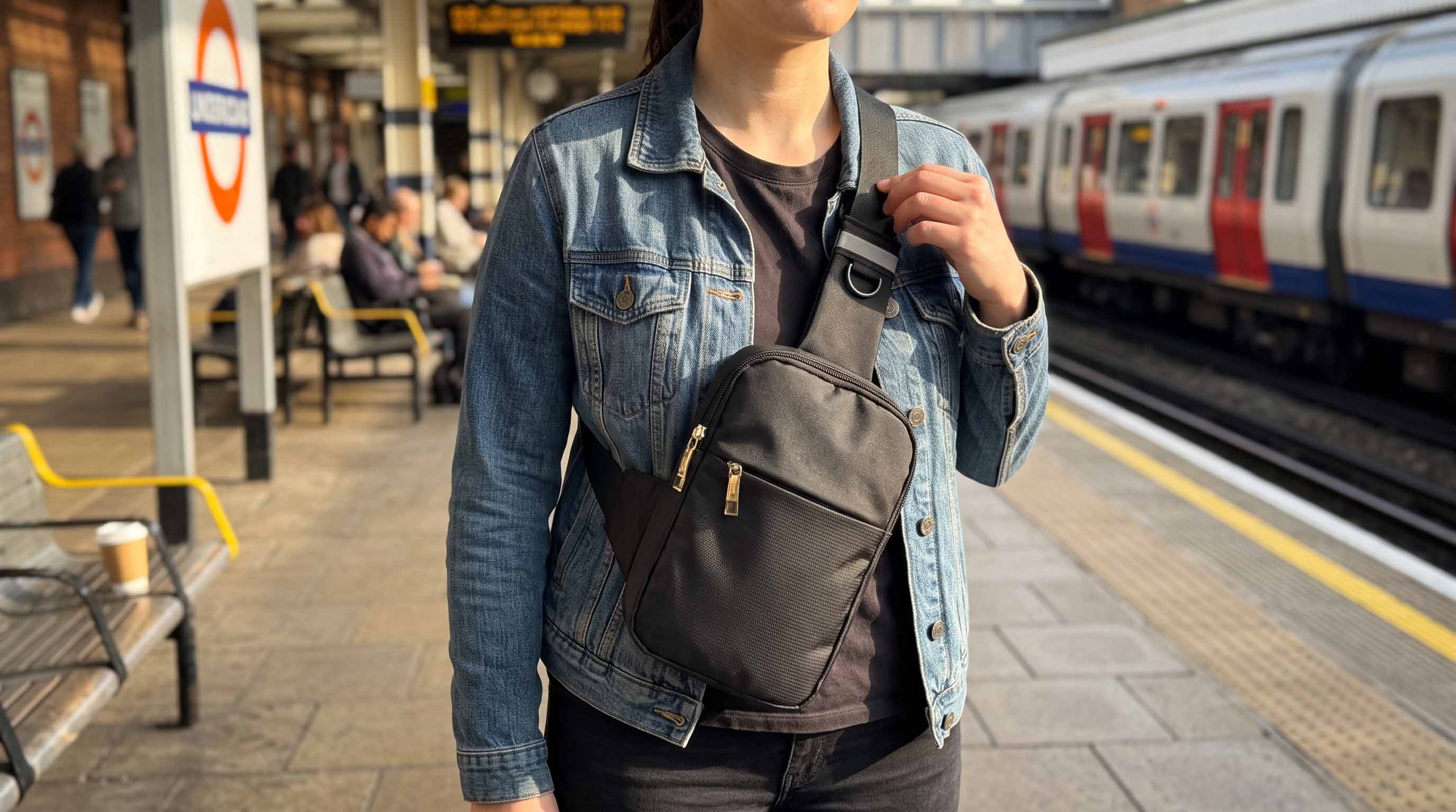 Customer wearing the sling outside